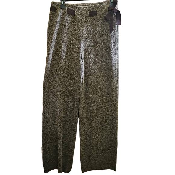 Brown Tweed Dress Pants with Tie Belt Size 6 Tall - Picture 1 of 3
